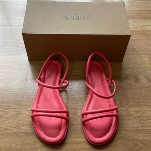 J. Crew Leather Tubular Strap Sandals Dark Coral Size 8 NWT